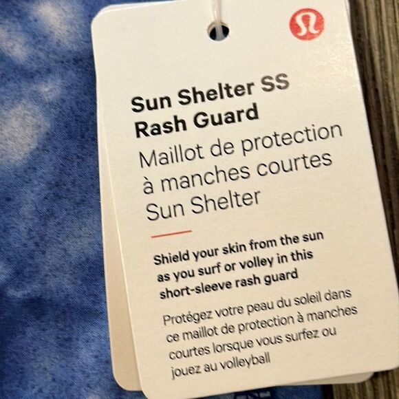 Lululemon Sun Shelter Short Sleeve Rash Guard Speckle Dye Blue Multi size XS NWT - Picture 6 of 8